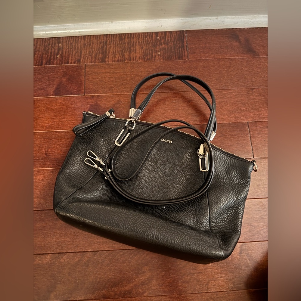 COACH Madison Small Kelsey Crossbody Bag Pebbled Leather Black H1380-28095 - Picture 2 of 7